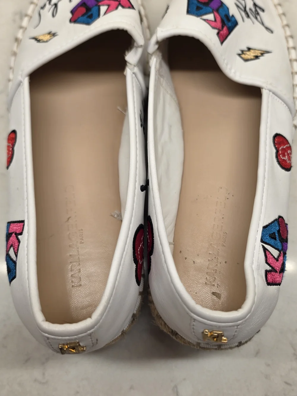 Karl Lagerfeld white leather